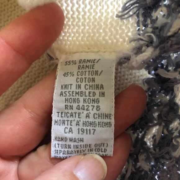 VTG 80s Floral Embroidered Knit Sweater XS Cream Cottagecore Romantic Coquette - Picture 5 of 10